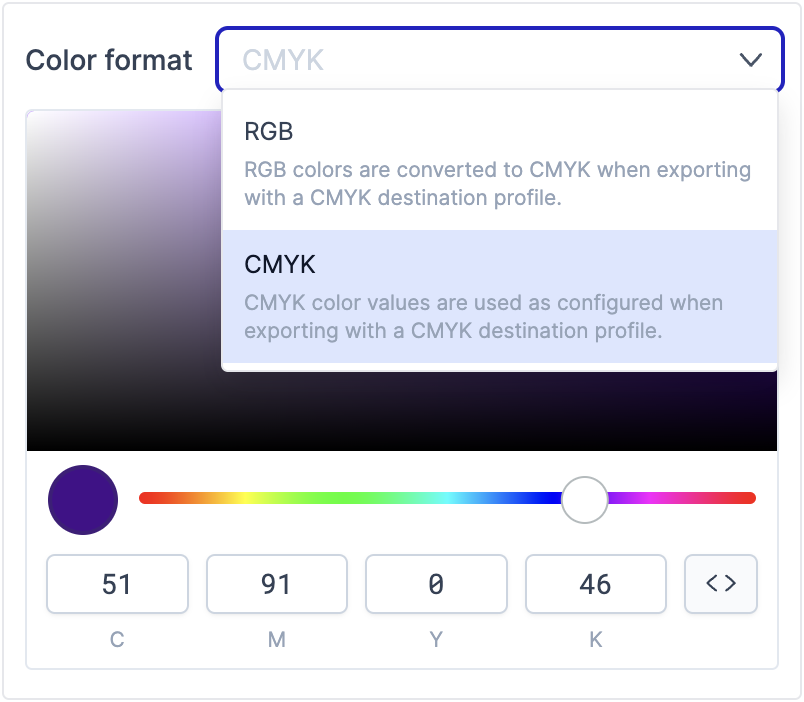 CMYK color picker