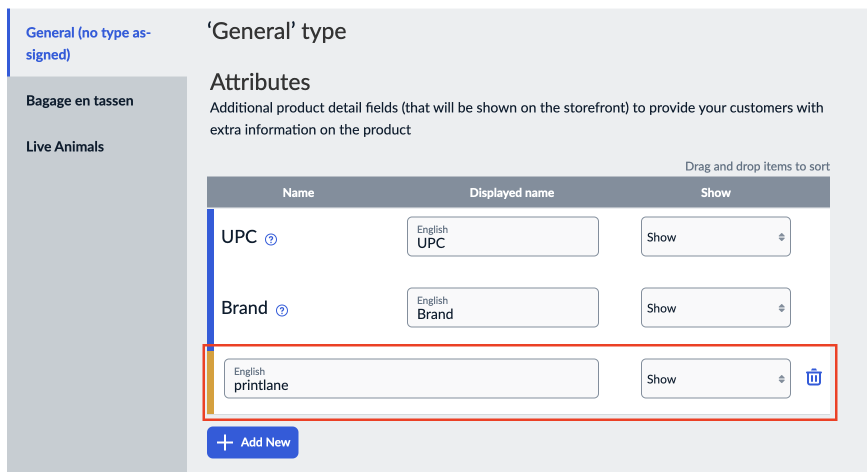 Add new Printlane attribute