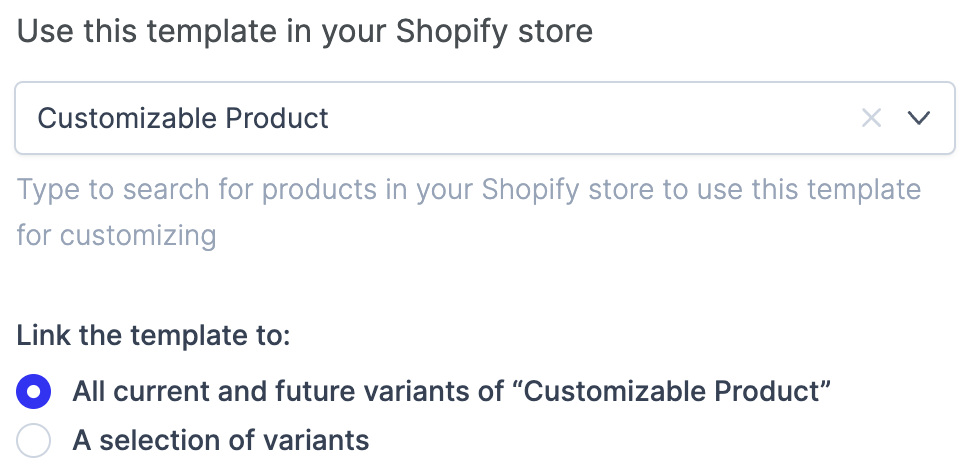 Choose Shopify product variants