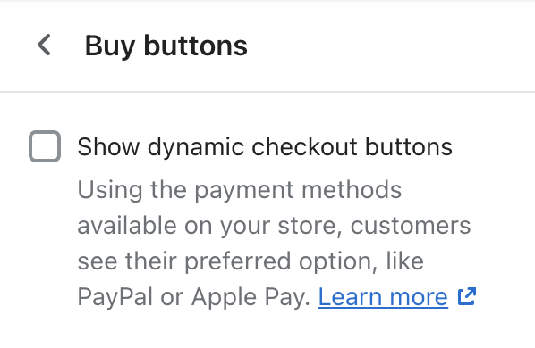 Disable dynamic checkout buttons
